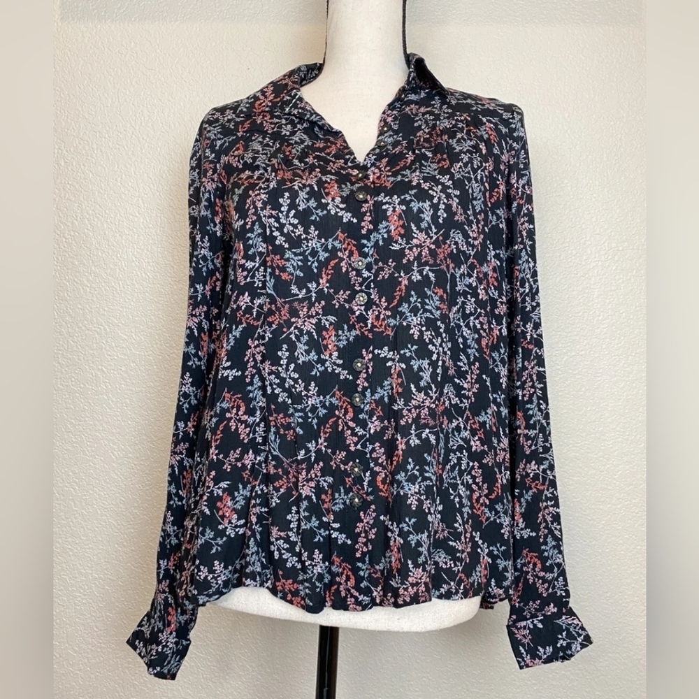 Maeve Black Floral Blouse